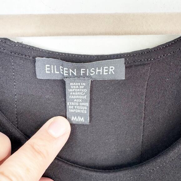 Eileen Fisher Black Classic Sleeveless Swing Dress Viscose Lycra Back Detail M - Picture 5 of 11